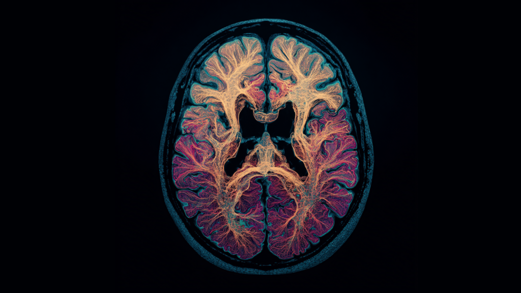 A top-down image of the brain and it's different regions.